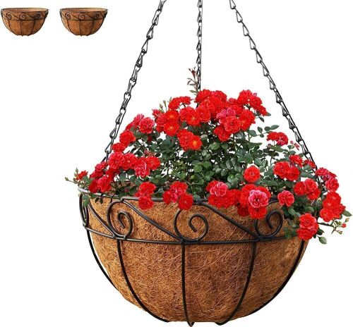 Hanging Planter Basket with Coco Liner, 10" Diameter, Set of 2  - Lot 656