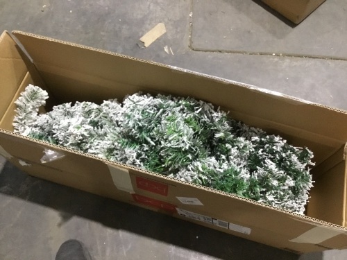 4.5ft Pre-Lit Flocked Artificial Christmas Tree w/ 200 Warm White Lights  - Lot 912