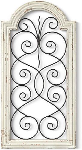 Barnyard Designs Large Decorative Wrought Iron Scroll Wall Art, Vintage Farmhouse Home Decor, 16" x 32" - Lot 1063