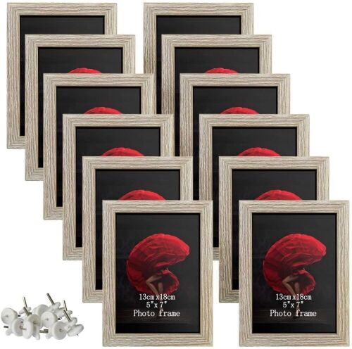 Set of 12 Rustic Grey Barnwood 5" x 7" Picture Frames  - Lot 1077