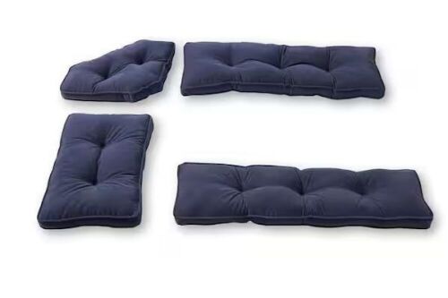 Greendale Home Fashions Hyatt Denim 4-Piece Microfiber Kitchen Nook Cushion Set - Lot 248JF
