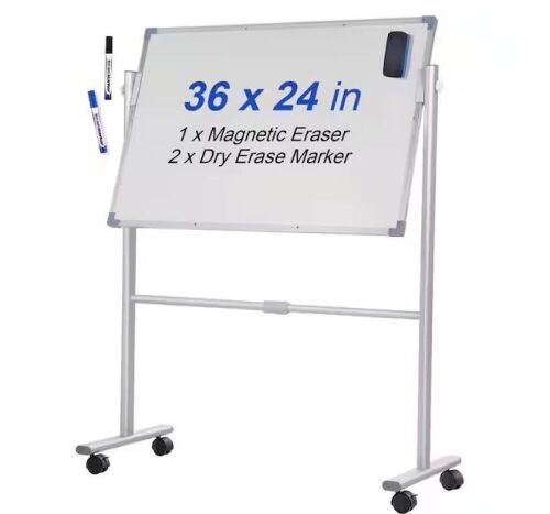 VEVOR Mobile Magnetic Whiteboard 36 in. x 24 in. Double Sided 360 Degree Reversible  - Lot 249JF