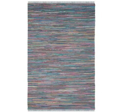 SAFAVIEH Rag Rug Aqua/Multi 8 ft. x 10 ft. Striped Area Rug - Lot 252JF