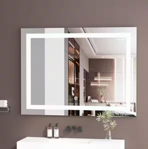 36 in. W x 28 in. H Frameless Rectangular Anti-Fog Wall-Mounted LED Light Bathroom Vanity Mirror - Lot 45JF