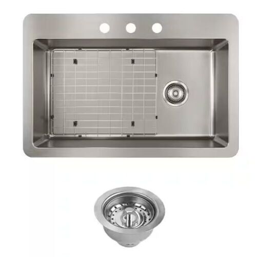 Elkay Avenue 33 in. Drop-In/Undermount Single Bowl 18-Gauge Stainless Steel Kitchen Sink w/ Accessories - Lot 255JF