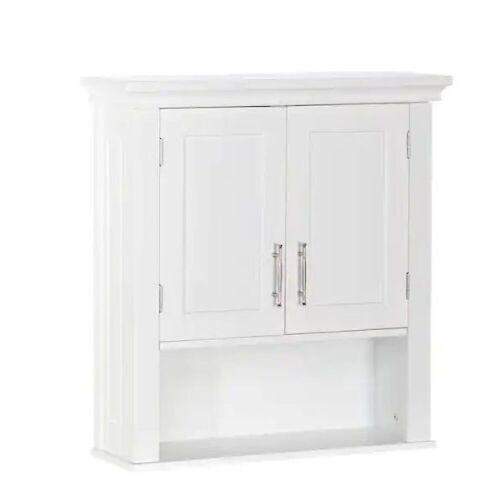 RiverRidge Home Somerset 22.88 in. W x 24.38 in. H x 7.88 in. D 2-Door Wall Mount Storage Medicine Cabinet in White - Lot 256JF