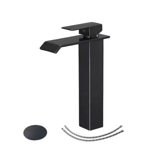BWE Waterfall Single Hole Single Handle Bathroom Vessel Sink Faucet With Pop-up Drain Assembly in Oil Rubbed Bronze - Lot 343JF