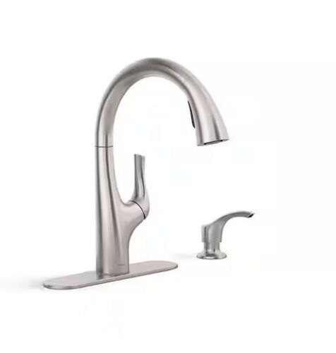 KOHLER Avi Single-Handle Pull Out Sprayer Kitchen Faucet in Vibrant Stainless - Lot 108JF