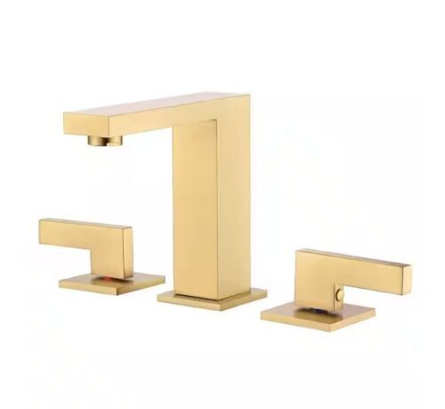 SUMERAIN Modern 8 in. Widespread Double Handle Bathroom Faucet with Spot Resistant in Brushed Gold - Lot 346JF