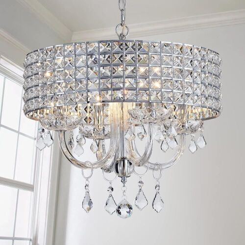 Saint Mossi 4-Lights K9 Crystal Chandelier Light Fixture, H17 x D18, Chain Adjustable  - Lot 447