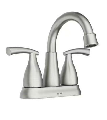 MOEN Essie 2-Handle 4 in. Centerset Bathroom Faucet in Spot Resist Brushed Nickel - Lot 829JF