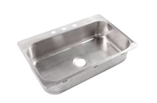 SINKOLOGY Angelico 33 in. 3-Hole Drop-In Single Bowl 18 Gauge Brushed Stainless Steel Kitchen Sink - Lot 35JF