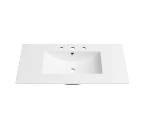 Eridanus Tucson 36 in. W x 18 in. D Vitreous China Single Sink Vanity Top in White with 3-Faucet Holes 8 in. Widespread - Lot 110JF