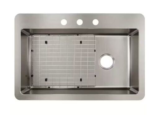 Elkay Avenue 33 in. Drop-In/Undermount Single Bowl 18-Gauge Stainless Steel Kitchen Sink w/ Accessories - Lot 134JF