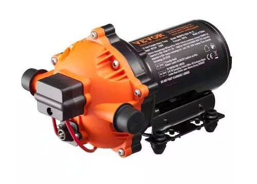 VEVOR 12V Diaphragm Pump 5 GPM 5-Chamber Automatic Pressure Switch Adjustable 70 PSI 1/2 in. MNPT Port - Lot 216JF