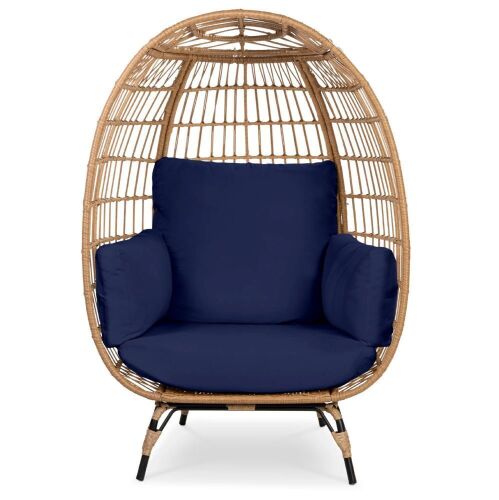Wicker Egg Chair Oversized Indoor Outdoor Patio Lounger - Light Damage on One Piece - Lot 19