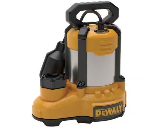 DEWALT 1/3 HP. Stainless Steel/Cast Iron Submersible Sump Pump, Tethered Switch - Lot 78JF
