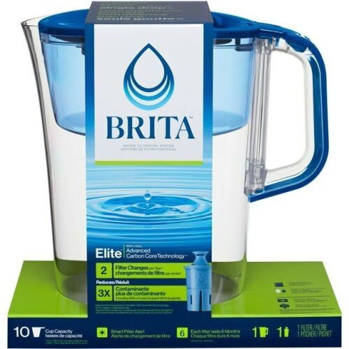 Brita Tahoe 10-Cup Large Water Filter Pitcher in Blue with 1 Standard Filter - Lot 825JF