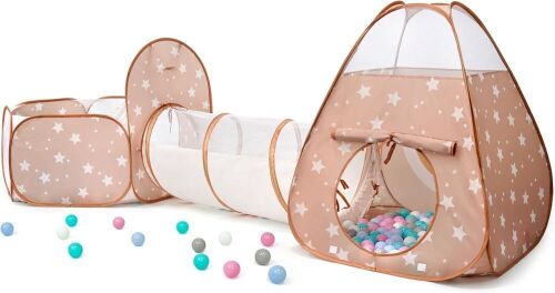 3 in 1 Pop Up Kids Play Tent with Tunnel and Ball Pit - Lot 691