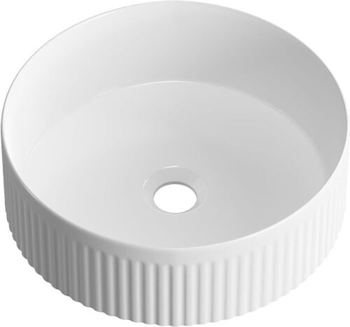 OCEALAGOON 14 Inch Round Porcelain Ceramic White Vessel Sink - Lot 286