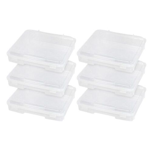 IRIS USA Fits 8.5" x 11" Plastic Portable Project Case, Board Games Storage Container, Clear, 6 Pack  - Lot 483