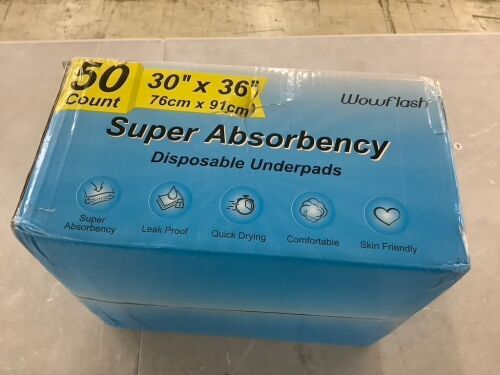 30” x 36” Super Absorbency Disposable Underpads, 50 ct - Lot 689