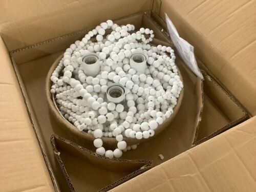 White Boho Wood Beaded with Hemp Rope Flush Mount Ceiling Light  - Lot 167