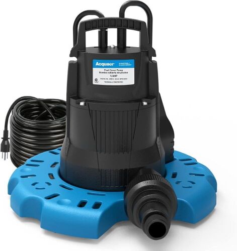 Acquaer 1/4 HP Automatic Swimming Pool Cover Pump, 115 V Submersible with 3/4” Check Valve Adapter & 25ft Power Cord, 2250 GPH  - Lot 174