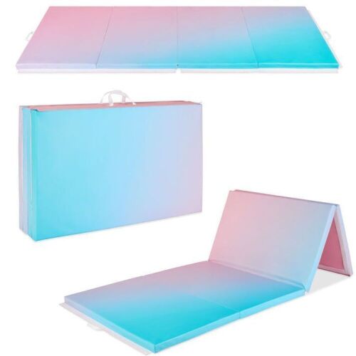 Folding Exercise Fitness Workout Gym Floor Mat w/ Handles - Lot 574