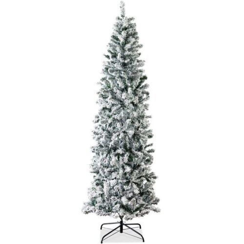 7.5' Snow Flocked Artificial Pencil Christmas Tree w/ Stand - Lot 605