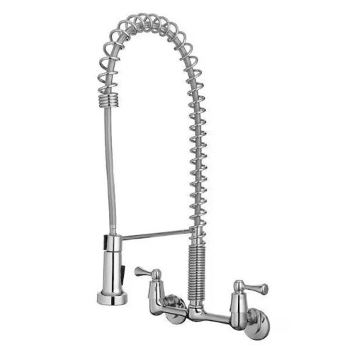 Tosca 2-Handle Wall-Mount Pull-Down Sprayer Kitchen Faucet in Chrome - Lot 221JF