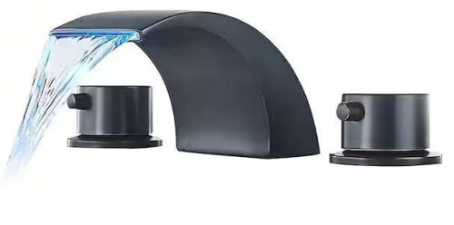 BWE 8 in. Waterfall Widespread 2-Handle Bathroom Faucet With Led Light In Oil Rubbed Bronze - Lot 518JF