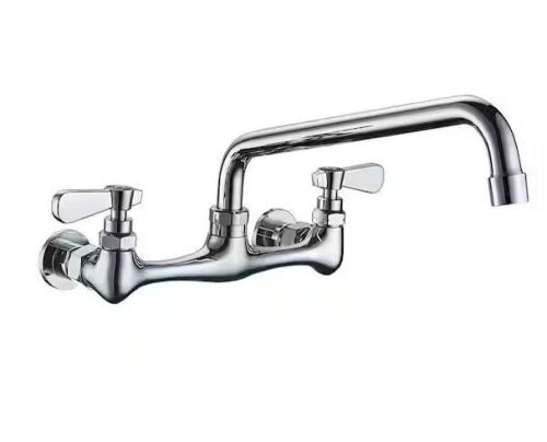 BWE 2-Handle Wall Mount Kitchen Faucet With 8 Inch Swivel Spout 8" Center In Polished Chrome - Lot 711JF
