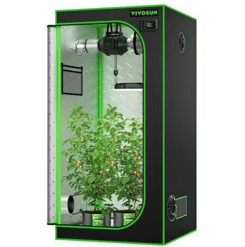 VIVOSUN 3 ft. x 3 ft. Mylar Hydroponic Grow Tent with Observation Window and Floor Tray - Lot 131JF