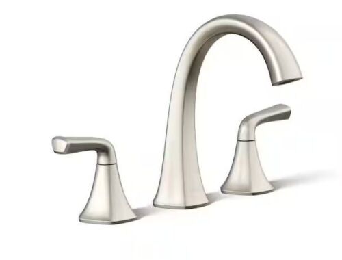 KOHLER Sundae 8 in. Widespread Double Handles Bathroom Faucet in Vibrant Brushed Nickel - Lot 223JF