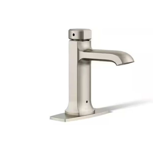 KOHLER Rubicon Battery Powered Touchless Single Hole Bathroom Faucet in Vibrant Brushed Nickel - Lot 429JF