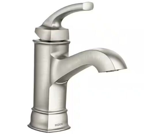 MOEN Hensley Single Hole Single-Handle Bathroom Faucet in Spot Resist Brushed Nickel - Lot 713JF
