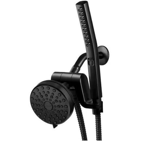 Waterpik 12-Spray High Pressure 1.8 GPM 5 in. Wall Mount Dual Shower Head and Handheld Shower Head in Matte Black - Lot 734JF