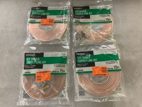 Lot of (4) Everbilt 1/4 in. COMP x 1/4 in. COMP x 15 ft. Copper Ice Maker Installation Kit - Lot 805JF