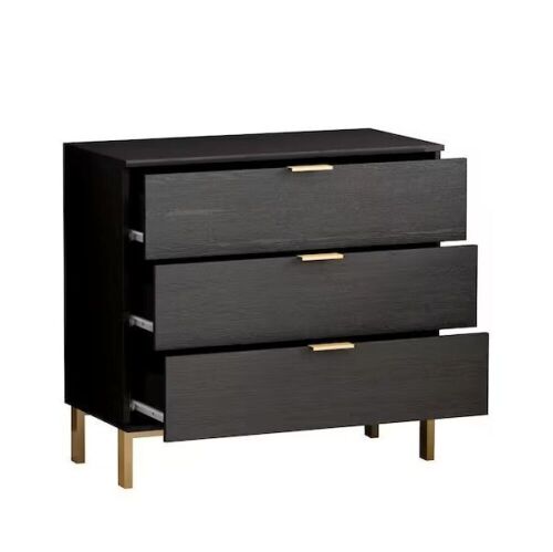 FUFU&GAGA 3-Drawers Black Wood Dresser 29.7 in. H x 31.5 W x 15.7 D - Lot 82
