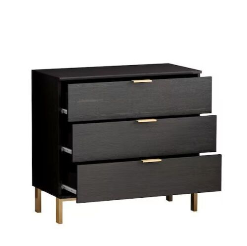 FUFU&GAGA 3-Drawers Black Wood Dresser 29.7 in. H x 31.5 W x 15.7 D - Lot 83