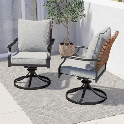  Grand Patio Leather-Look Wicker 360-Degree Swivel Patio Chair, 2 Pack  - Lot 11