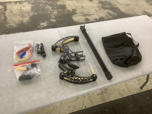 Compound Bow Multi Strand Rubber Band Pulley Bow Outdoor Hunting and Shooting Slingshot Composite Bow Set - Lot 47