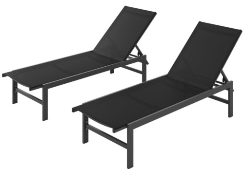 Set of 2 Aluminum Chaise Lounge Chairs, Black - Lot 49