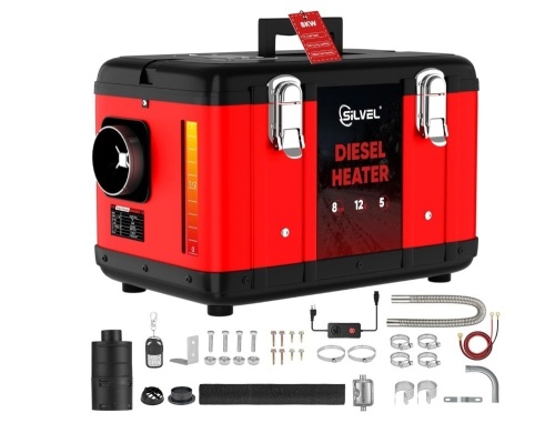 SILVEL Diesel Heater, 8KW 12V Heater with 5L Tank, All in One Diesel Air Heater for RV, Truck, Boat, Camper, Car, Red - Lot 53