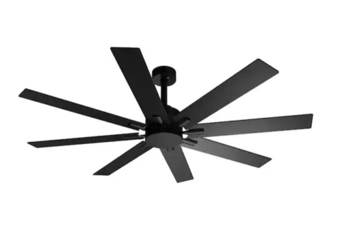 FUFU&GAGA Indoor Outdoor Use 65 in. Black Solid Wood Grain 8 Blade Propeller Ceiling Fan with Remote Control, 5-Speed Adjustable - Lot 101