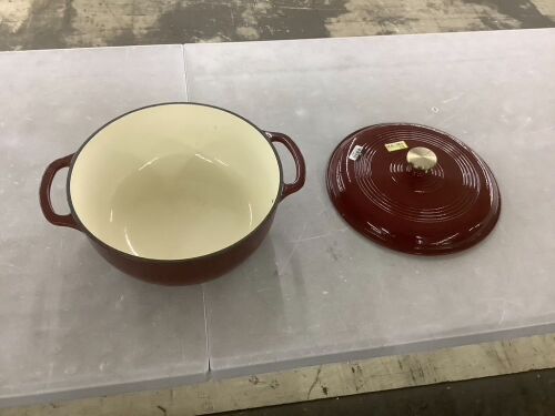 Cast-Iron Dutch Oven Kitchen Cookware w/ Enamel, Handles - Lot 844