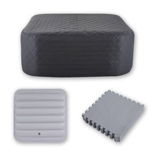 RELXTIME Insulation Suit for 4-6 Person 73" Square Hot Tub, Square Inflatable Cover Top Lid, Square Thermal Cover & Thickened Mat - Lot 425