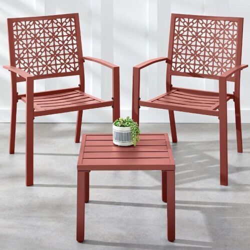 3-Piece Stackable Steel Outdoor Conversation Bistro Set - Lot 874