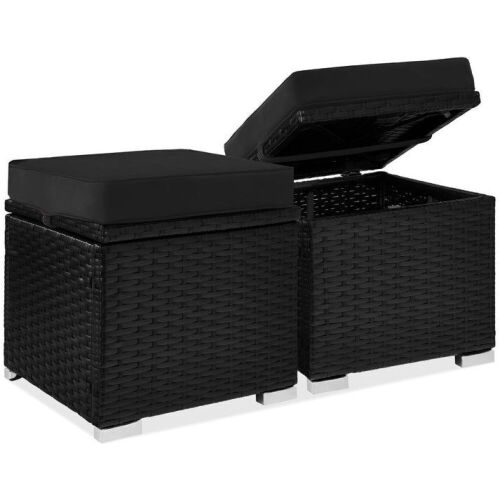 Set of 2 Wicker Ottomans, Multipurpose w/ Removable Cushions, Steel Frame - Lot 814